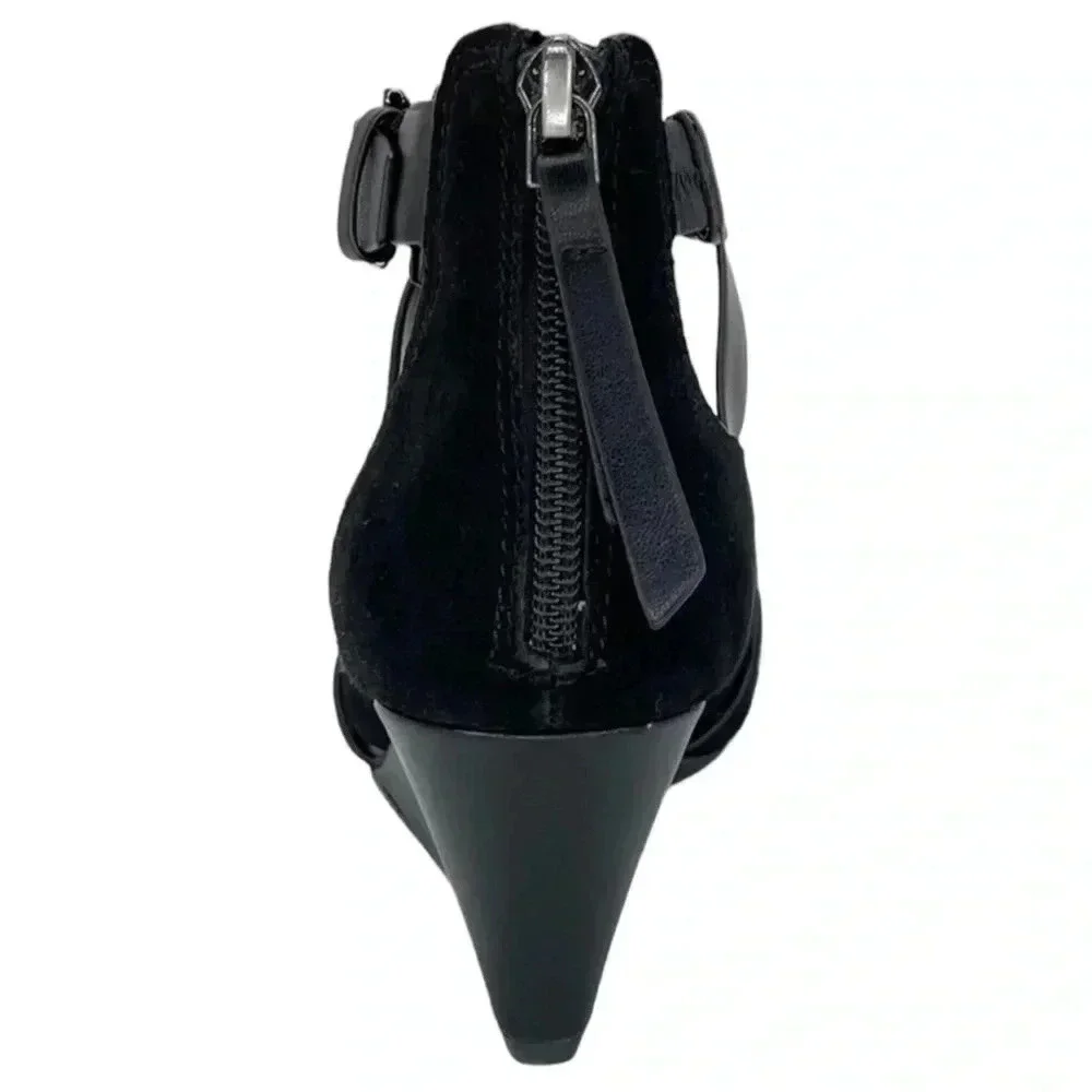 Donald J Pliner Sila2 Black Suede Leather Womens Wedge Pump Size 5M